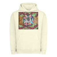 Pigment Pistachio Easter bunny with floral wreath and leopard Urban Hoodie - RanaPortraitStore