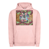 Pigment Salmon Easter bunny with floral wreath and leopard Urban Hoodie - RanaPortraitStore