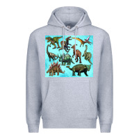 Heather Grey dinosaurs tumbler Premium Hoodie - Artiststas