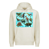 Oatmeal Heather dinosaurs tumbler Premium Hoodie - Artiststas