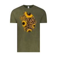 Vintage Olive glitter sunflowers leopard patch Vintage Tee - RanaPortraitStore