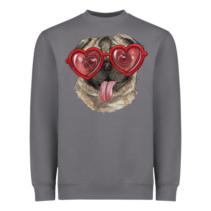 Pug With Love Glasses Heavyweight Sweatshirt by RanaPortraitStore | Teevron