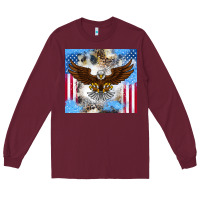 Burgundy America Eagle Long Sleeve Tee - CowhideDigitalArt