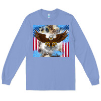Colony Blue America Eagle Long Sleeve Tee - CowhideDigitalArt