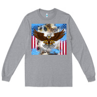 Heather Grey America Eagle Long Sleeve Tee - CowhideDigitalArt