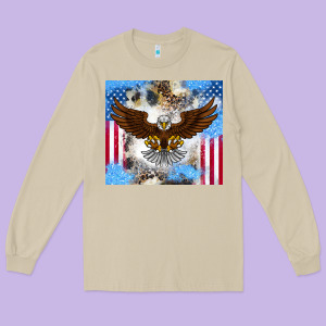 America Eagle Long Sleeve Tee Designed By Cowhidedigitalart