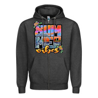 Charcoal Heather sum mer vibes Zipper Hoodie - JahusDesignShop