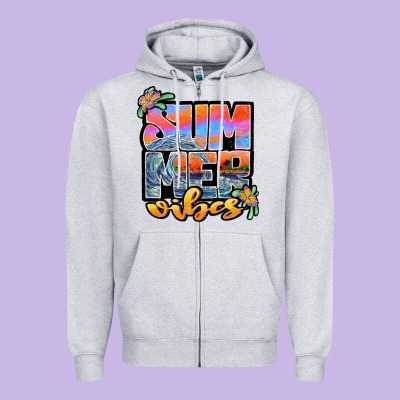 Sum Mer Vibes Zipper Hoodie Designed By Jahusdesignshop