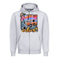Heather Grey sum mer vibes Zipper Hoodie - JahusDesignShop