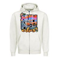 Oatmeal Heather sum mer vibes Zipper Hoodie - JahusDesignShop