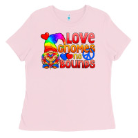 Bubblegum Pink Love Gnomes No Bounds Ladies Tee - BundleAndBundleShop