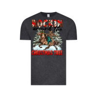Vintage Black Rockin Around The Christmas Tree Rodeo Vintage Tee - FaDigitalArtStudio