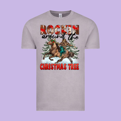 Rockin Around The Christmas Tree Rodeo Vintage Tee Designed By Fadigitalartstudio
