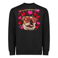 Black valentine's day  brown english bulldog Heavyweight Sweatshirt - RanaPortraitStore