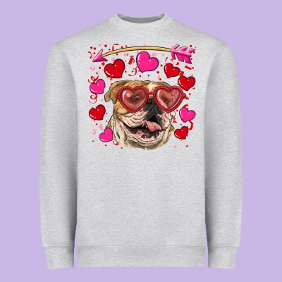 Valentine's Day  Brown English Bulldog Heavyweight Sweatshirt Designed By Ranaportraitstore