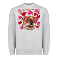 Heather Grey valentine's day  brown english bulldog Heavyweight Sweatshirt - RanaPortraitStore
