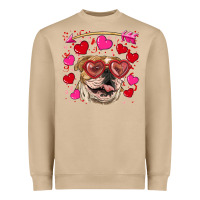 Mushroom valentine's day  brown english bulldog Heavyweight Sweatshirt - RanaPortraitStore