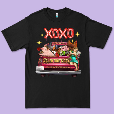 Valentine's Day Truck Farm Animals Cupid Xoxo Premium Tee Designed By Fadigitalartstudio