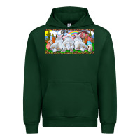 Forest Green Easter Bunnies Urban Hoodie - RanaPortraitStore