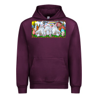 Mauve Wine Easter Bunnies Urban Hoodie - RanaPortraitStore