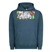 Pigment Midnight Navy Easter Bunnies Urban Hoodie - RanaPortraitStore