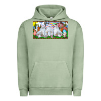 Pigment Oil Green Easter Bunnies Urban Hoodie - RanaPortraitStore