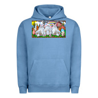 Pigment Pebble Blue Easter Bunnies Urban Hoodie - RanaPortraitStore
