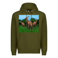 Army Green parasaurolophus Premium Hoodie - Artiststas