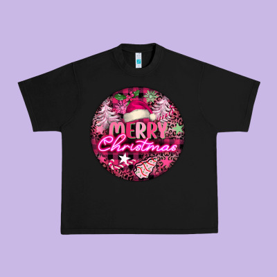 Pink Merry Christmas Urban Heavy Tee Designed By Fadigitalartstudio