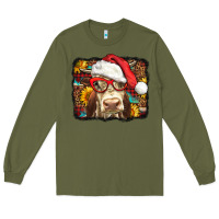 Army Green Christmas Cow Long Sleeve Tee - LillyAllenDesigns