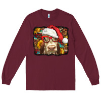 Burgundy Christmas Cow Long Sleeve Tee - LillyAllenDesigns