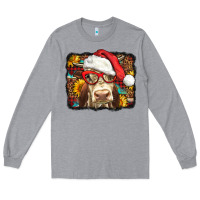 Heather Grey Christmas Cow Long Sleeve Tee - LillyAllenDesigns