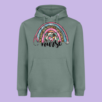 Western Nurse Rainbow Heavyweight Hoodie Designed By Ranaportraitstore