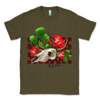 Army Green bullskull rose and cactus olivia Classic Tee - OliviaCreatesArt