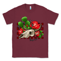 Burgundy bullskull rose and cactus olivia Classic Tee - OliviaCreatesArt
