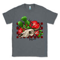 Charcoal Heather bullskull rose and cactus olivia Classic Tee - OliviaCreatesArt