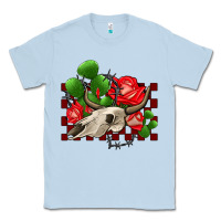 Dusty Blue bullskull rose and cactus olivia Classic Tee - OliviaCreatesArt