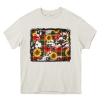 Cream cowhide sunflowers candy canes Christmas background Heavy Core Tee - Jasminsmagicworld