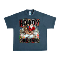 Midnight Navy Howdy Christmas Rodeo Santa Urban Heavy Tee - FaDigitalArtStudio