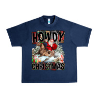 Navy Howdy Christmas Rodeo Santa Urban Heavy Tee - FaDigitalArtStudio