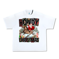 White Howdy Christmas Rodeo Santa Urban Heavy Tee - FaDigitalArtStudio