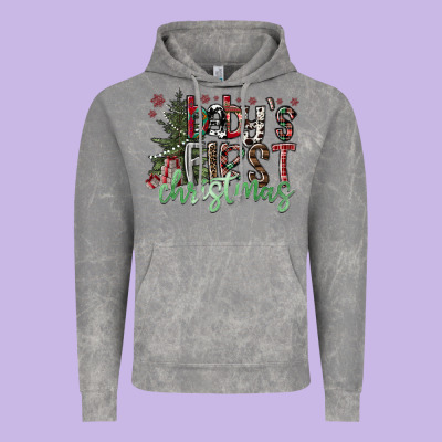 Baby's First Christmas Vintage Hoodie Designed By Cowhidedigitalart