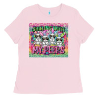 Bubblegum Pink chilling with my peeps Ladies Tee - FaDigitalArtStudio