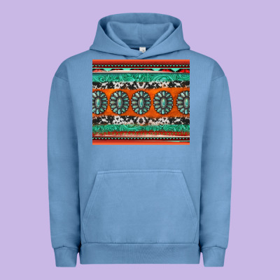 Turquoise Gemstone Western Urban Hoodie Designed By Jasminsmagicworld