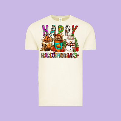 Happy Hallothankmas Coffee Cups Vintage Tee Designed By Fadigitalartstudio