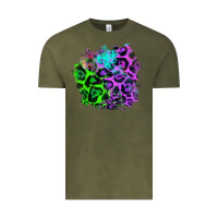 Vintage Olive Colorful Leopard patch Vintage Tee - RanaPortraitStore