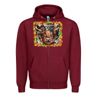 Burgundy highland cow Zipper Hoodie - JahusDesignShop