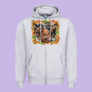 Highland Cow Zipper Hoodie Designed By Jahusdesignshop