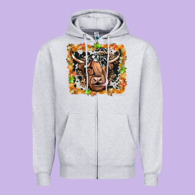 Highland Cow Zipper Hoodie Designed By Jahusdesignshop