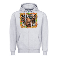 Heather Grey highland cow Zipper Hoodie - JahusDesignShop